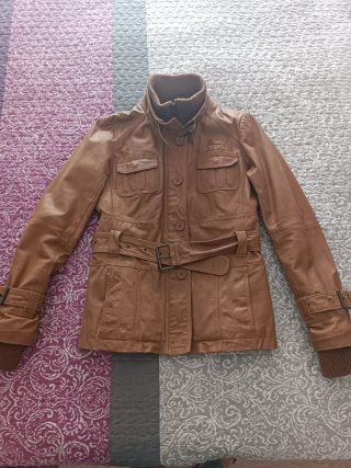 Chaqueta de cuero mujer marrón claro