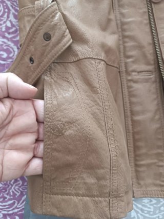Chaqueta de cuero mujer marrón claro