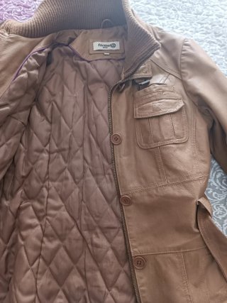 Chaqueta de cuero mujer marrón claro