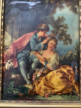 Pareja de cuadros vintage marcos dorados barrocos