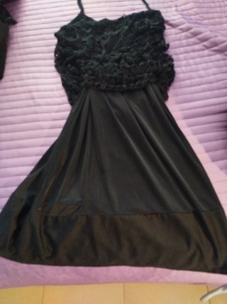 Vestido negro de puntilla verano , elástico