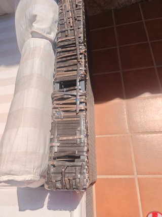 Divano modulare esterno in rattan grigio e blu