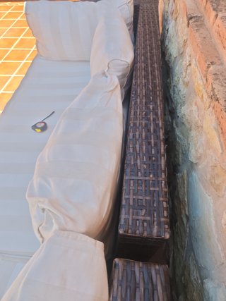 Divano modulare esterno in rattan grigio e blu