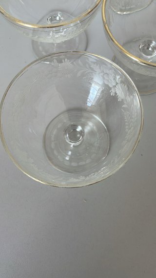 Set 6 Coppe Champagne Incise Oro Trasparente