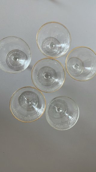 Set 6 Coppe Champagne Incise Oro Trasparente