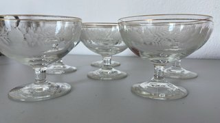 Set 6 Coppe Champagne Incise Oro Trasparente