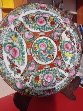 Plato decorativo cerámica china rosas