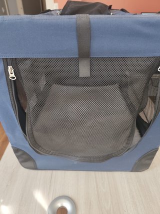 Transportín Grande para Mascotas Azul/Negro
