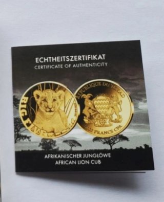 Moneda Oro 24k Big Five León Bebé