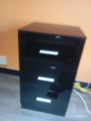 Cajoneras Negras Brillantes (3 Cajones)