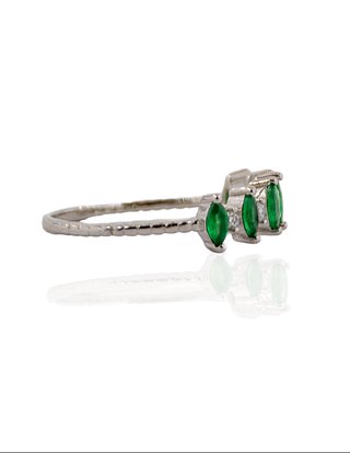 Anillo Plata Circonitas Marquesa Verde  - ref.5402