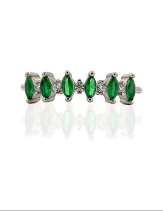 Anillo Plata Circonitas Marquesa Verde  - ref.5402
