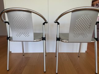 4 sillas diseño italiano aluminio y piel