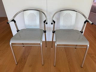 4 sillas diseño italiano aluminio y piel