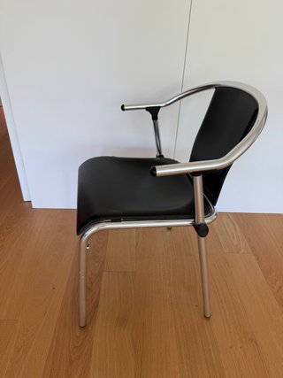 4 sillas diseño italiano aluminio y piel