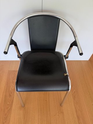 4 sillas diseño italiano aluminio y piel