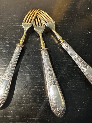 Lotto 6 posate vintage in argento 800 (3 coltelli