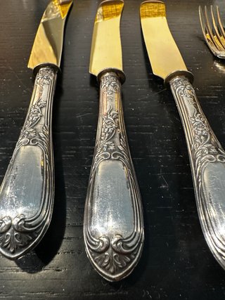Lotto 6 posate vintage in argento 800 (3 coltelli