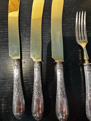 Lotto 6 posate vintage in argento 800 (3 coltelli