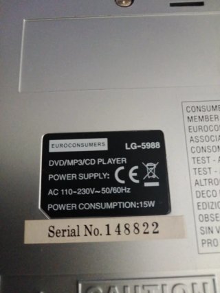 Reproductor DVD/MP3/CD LG Plata
