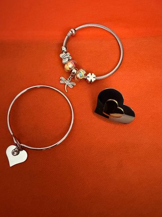 Conjunto Joyería Acero Inoxidable Corazón y anillo