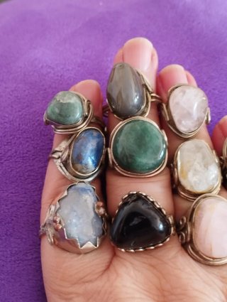 Anillo Artesanal Alpaca Piedra Ajustable