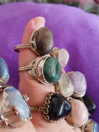 Anillo Artesanal Alpaca Piedra Ajustable
