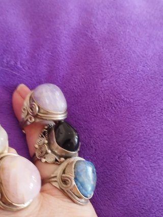 Anillo Artesanal Alpaca Piedra Ajustable