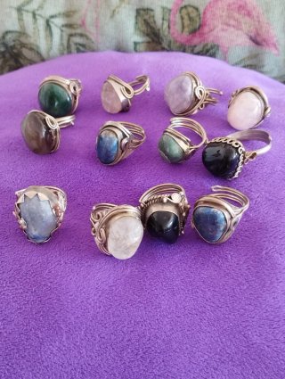 Anillo Artesanal Alpaca Piedra Ajustable