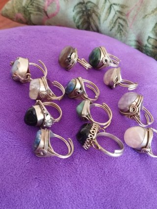 Anillo Artesanal Alpaca Piedra Ajustable