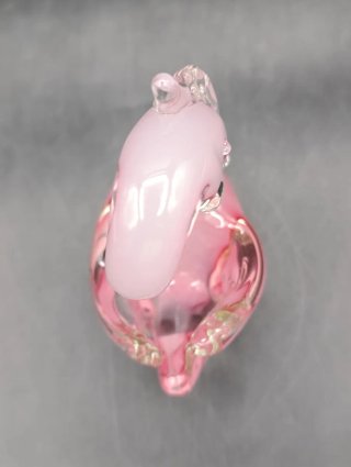 Scultura di cigno in cristallo Murano rosa trasparente