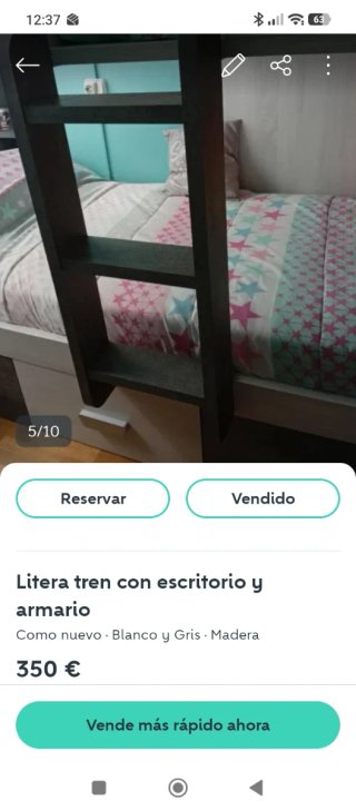 Litera tren con armario y escritorio