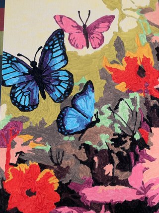 Quadro farfalle blu e rosa acrilico 28x38cm
