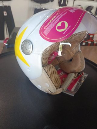 Casco Moto Blanco Estrella Amarilla