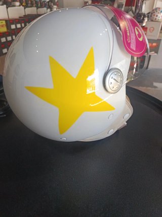 Casco Moto Blanco Estrella Amarilla