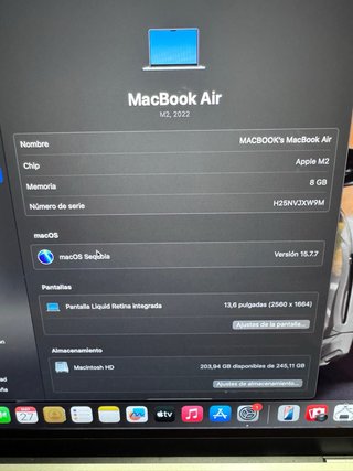 MacBook Air M2 256GB 8GB RAM Plata