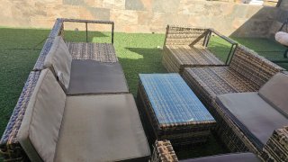 Conjunto Muebles Terraza Ratán Marrón/Gris