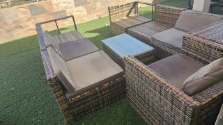 Conjunto Muebles Terraza Ratán Marrón/Gris