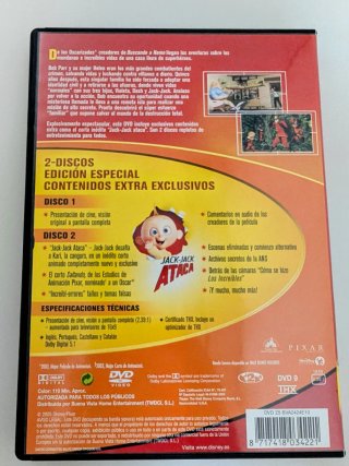 2 DVD LOS INCREÍBLES. Edición Especial. DISNEY.