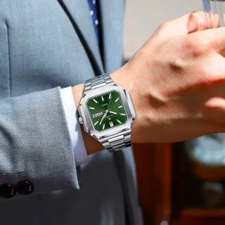 Reloj Poedagar Hombre Verde y Plateado