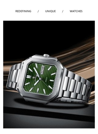Reloj Poedagar Hombre Verde y Plateado