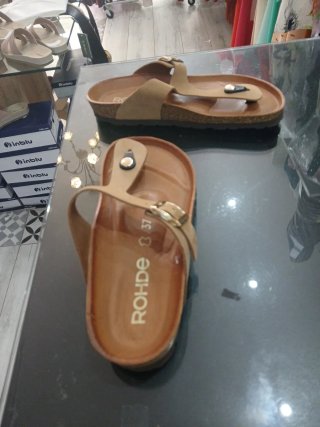 Sandalias de piel camel confortables T.37