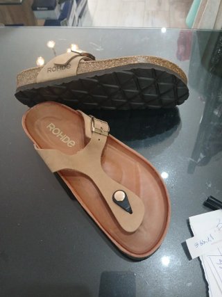 Sandalias de piel camel confortables T.37