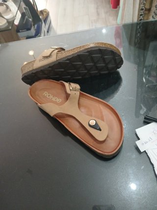 Sandalias de piel camel confortables T.37