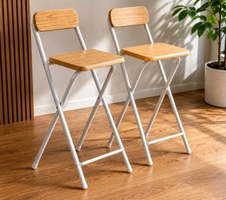 Pack 2 Taburetes Altos Plegables Madera y Metal
