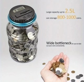 Hucha cuenta monedas de euro con pantalla LCD