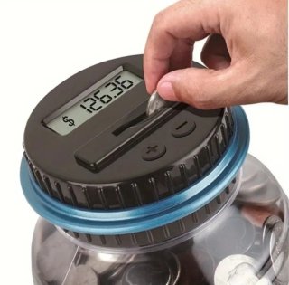 Hucha cuenta monedas de euro con pantalla LCD