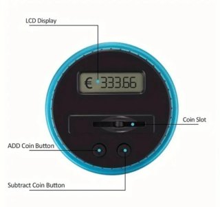 Hucha cuenta monedas de euro con pantalla LCD