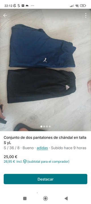 Conjunto 2 Pantalones Chándal Talla S/L