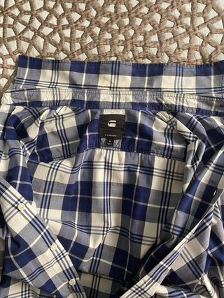 Camisa G-Star Raw a cuadros azul y blanco